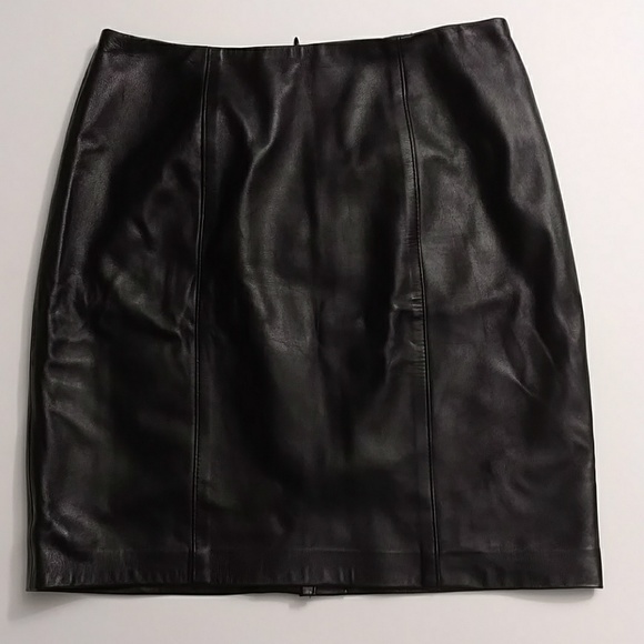 Simon Chang Dresses & Skirts - Simon Chang Black Leather Midi Length Skirt - Sz10